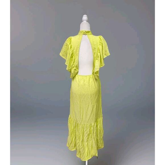 $230 NWT YOUNG FABULOUS & BROKE Sz M CRUZ flutter sleeve dress margarita - Picture 3 of 11